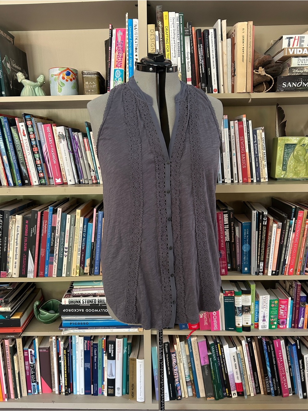 Meadow Rue Blue Cotton Sleeveless Blouse
